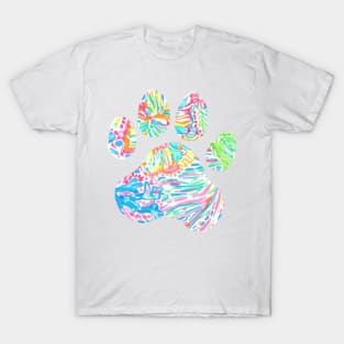 Vibrant Floral Paw Print T-Shirt